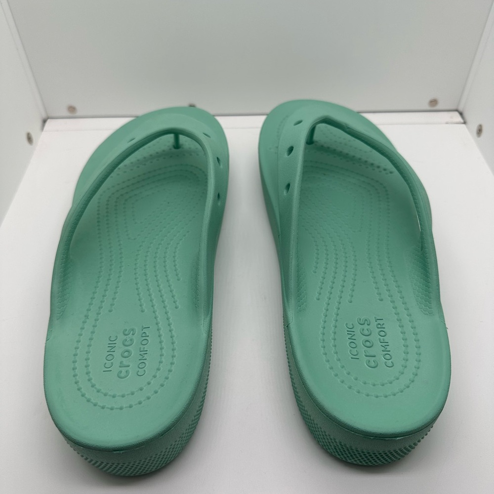 Crocs Classic Platform Flip Flop Sandals Jade Stone Size W10 - Picture 6 of 9